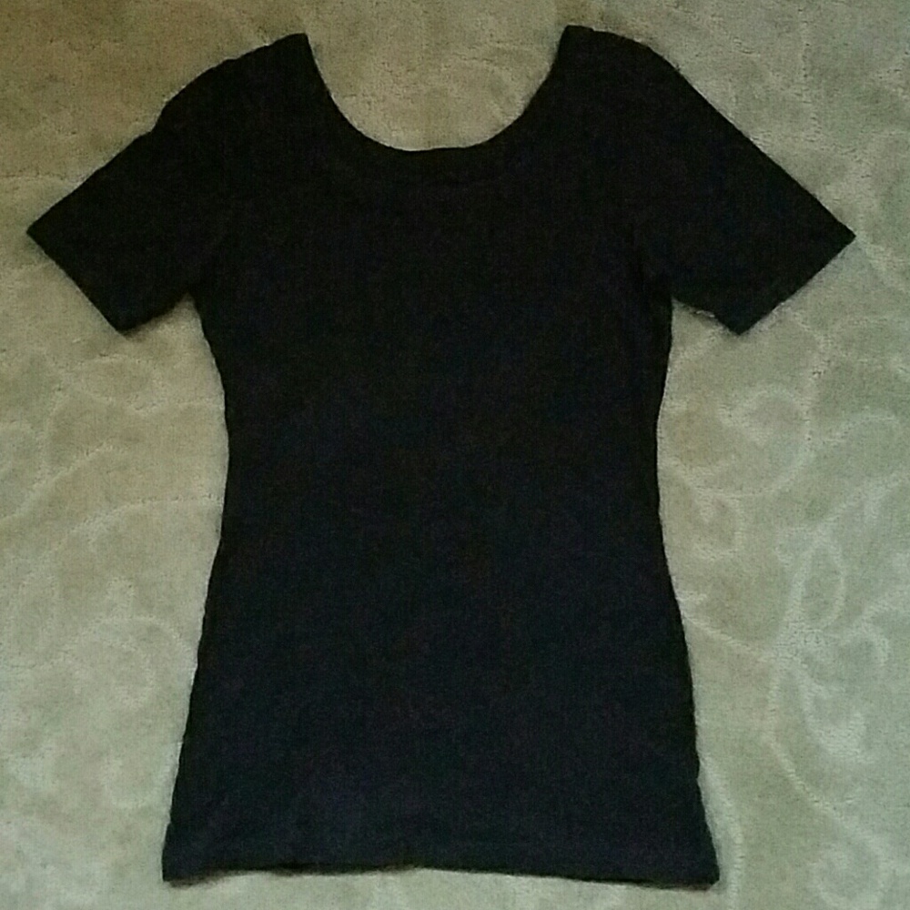 Black Scoop-Neck T-Shirt